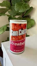Vintage Sun Crest Strawberry Soda 12 oz Steel Can Empty 1970s picture