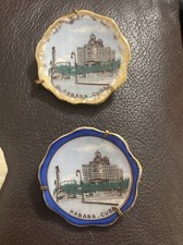 Limoges France Havana Habana Cuba Miniature Souvenir Plate Rare Set Of 2 picture
