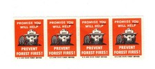 4 Unused Smokey the bear Promise You Will Help Prevent Forest Fire Stamps picture