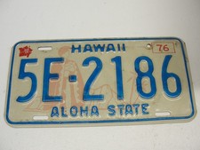 1976 HAWAII ALOHA STATE LICENSE PLATE 5E-2186 picture