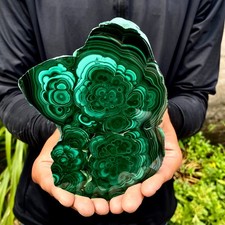 1.55LB Natural Green Malachite Crystal Flaky Pattern Ore Specimen Quartz Healing picture
