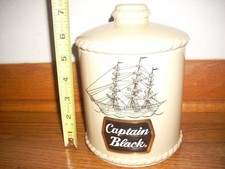 VTG Captain Black Ceramic Tobacco Humidor Jar Canister w/Lid Seal Nautical Ship picture