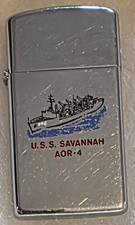 Vintage Metal Zippo, USS Savannah AOR-4, Replenishment Oiler Ship, Navy, Command picture
