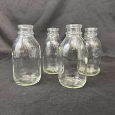 Lot of 4 Clear Glass Apothecary Bottles 4 inch No Lids or Stoppers DIY Vases picture