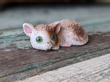 1950s Ucagco Spaghetti Cat Figurine: Green Glass Eyes, Hand-Painted Japan picture