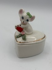 Sweet Vintage Trinket Box White Kitten Cat Heart Taiwan Hand Painted picture