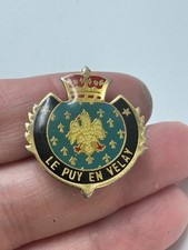 Vintage Le Puy En Velay France Coat of Arms Lapel Pin Heraldic Enamel Souvenir picture