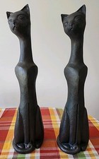 MCM Black Jaru Pair Large Cat Statues Figures 28