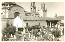 Cemetery Mission Delores, San Francisco RPPC Postcard Vintage c1940 Real Photo N picture