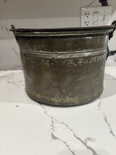 Beautiful Large Victorian Antique Copper Cauldron W/ Cast Iron Handle Hammered picture