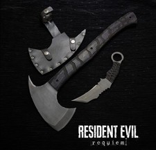 Custom Resident RE9 Evil Requiem HUNK Commander Axe & Leons Combat Knife Replica picture