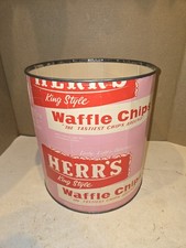 Vintage 70s Pink Herr's Waffle Potato Chip Bucket,Mint Mr. Dee-Lish Popcorn Box picture