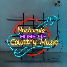 Guitar Nashville Home Of Country Music Neon Sign Light 24