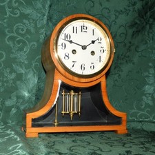 RARE ANTIQUE WATERBURY FONTAINE GLASS FRONT MANEL CLOCK. RESTORED. SERVICED. picture