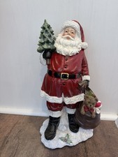 Santa Claus Statue 10” Christmas Tree & Sack of Gifts New Old Stock Resin picture