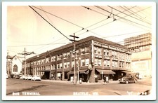 RPPC Greyhound Bus Station Terminal Seattle Washington WA UNP Postcard G14 picture