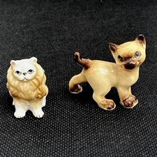 Lot 2 Bone China Ceramic Persian Cat Siamese Hagan Renaker Figurine Miniature picture
