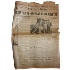 1942 Cleveland News Newspaper WWII Draft 18-19 Year Olds Higbee Fashion Ads picture