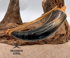 Muzzle-Loaders Authentic Black Powder Horn w/ Leather Strap for Civil War Black picture