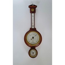 Vintage Swift & Anderson Mahogany Banjo Barometer Thermometer Hygrometer picture