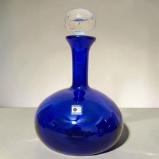Blenko Decanter Cobalt Blue W Crystal Stopper 10 1/4