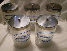 5-Grafco Glass Medical Apothecary Jars Applicators Bandages Cotton Guaze  picture