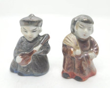 Japanese Man & Wife Lustreware Salt & Pepper Shakers VTG Occupied Japan picture
