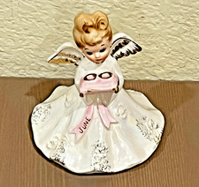 Norcrest June Angel w/Wedding Rings F-15 Iridescent Dress Japan Sticker Vintage picture