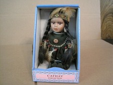 CATHAY COLLECTION PORCELAIN NATIVE AMERICAN DOLL--NEW picture