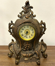 Working Antique Warner 1510 Art Nouveau Cast Iron Mantel Clock - Circa 1902 picture