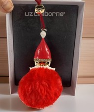 Liz Claiborne 2017 Santa Claus Red Puff Ball Christmas Ornament picture
