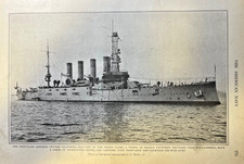1915 Vintage Magazine Illustration Armored Cruiser California picture