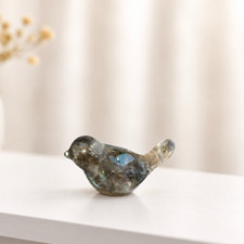 Vintage Labradorite Bird Figurine Crystal Resin Pisces Intuition Transformation picture