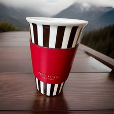 Henri Bendel NY Porcelain Mug Coffee Cup Brown White Striped picture