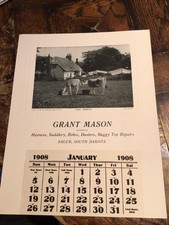 Antique 1908 Salem South Dakota “Grant Mason “Saddler Harness Maker” CALENDAR picture