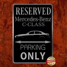 Classy Mercedes C-Class Black on Silver Laser etched Parking only sign 8 x 12 in picture
