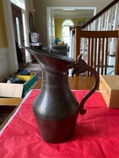 ANTIQUE HAND FORGED BRONZEBRASS PITCHER 11” x 9” picture