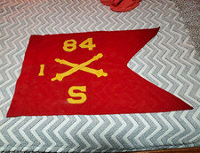 Red Military Guidon Pennant Flag w/ Crossed Cannons 1/84th Field Artillary. Auth picture