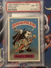 Topps 1985 Garbage Pail Kids Nasty Nick #1a  PSA 8 GPK Stickers picture