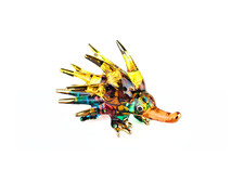 Hand Blown Art Glass Porcupine Figurine Miniature Collectible Woodland Animal picture