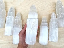 JUMBO Selenite Tower Large 8 Inch Raw Carved Skyscraper Natural Reiki Healing picture