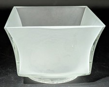 NOS 5-1/2“ Square Mission Arts & Craft Etched Gas Glass Shades, 4” Fitter picture