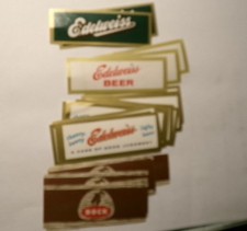 1950's-60's EDELWEISS beer & bock NECK LABELS 4 different unused CHICAGO picture