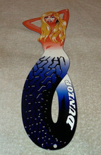 VINTAGE DUNLOP TIRES BLONDE MERMAID WOMAN 👩 METAL MARINE TIRE GASOLINE OIL SIGN picture