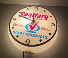 Vintage Sanitary Farm Dairies Dairy Products Advertising Lighted Clock picture