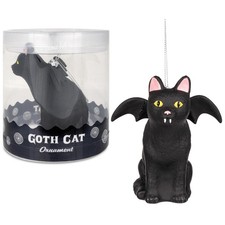 Hand-Blown Glass Bat & Black Cat Ornament, Halloween Christmas Tree Decor picture