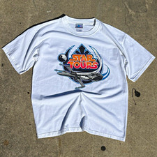 Vintage Disneyland Star Tours Star Wars T Shirt Large White Disney Theme Park picture
