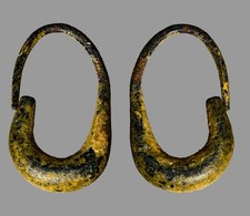 500BC Ancient Phoenician Bronze Gilded Earring 15mm Single Leeched Loop COA picture