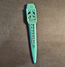 Vintage Plastic Decorative Letter Opener w/ Cutout Figure & Geometric Design picture
