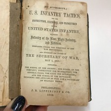 Antique Civil War Book US Infantry & Rifle Tactics 1863 Inscription NH Regiment picture